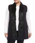 Knit Vest With Rabbit Fur Trim, Black