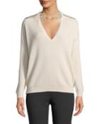 Cashmere Boyfriend Sweater With Ostrich Feathers