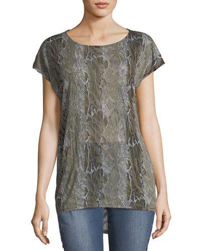 Snakeskin-print High-low Tee