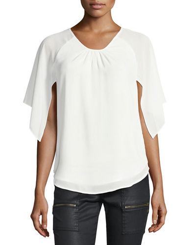 Chiffon Flutter-sleeve Blouse