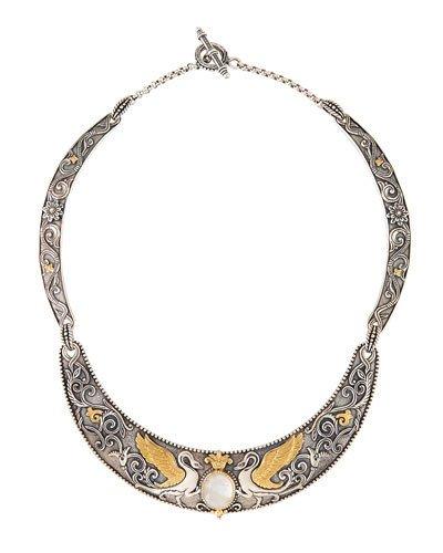 Erato Swan Collar Necklace W/ Labradorite Doublet