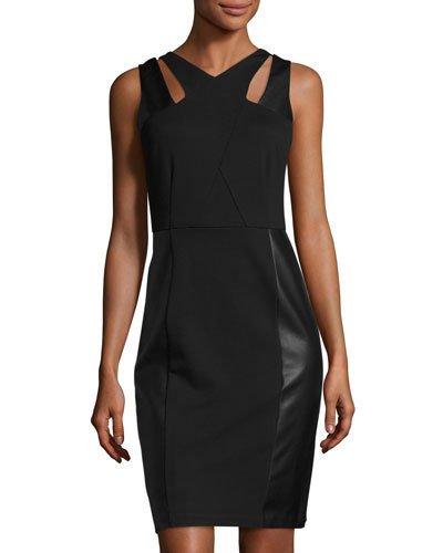 Sleeveless Sheath Dress With Cutouts, Black