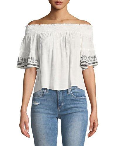 El Sol Off-the-shoulder Embroidered Blouse