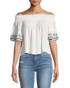 El Sol Off-the-shoulder Embroidered Blouse
