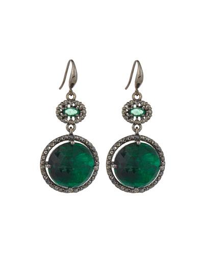 Emerald & Champagne Diamond Double-drop Earrings