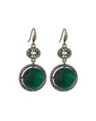Emerald & Champagne Diamond Double-drop Earrings