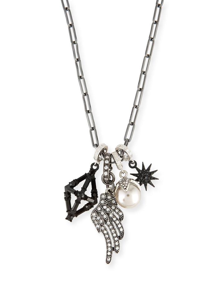 Crystal Star & Wing Charm Necklace
