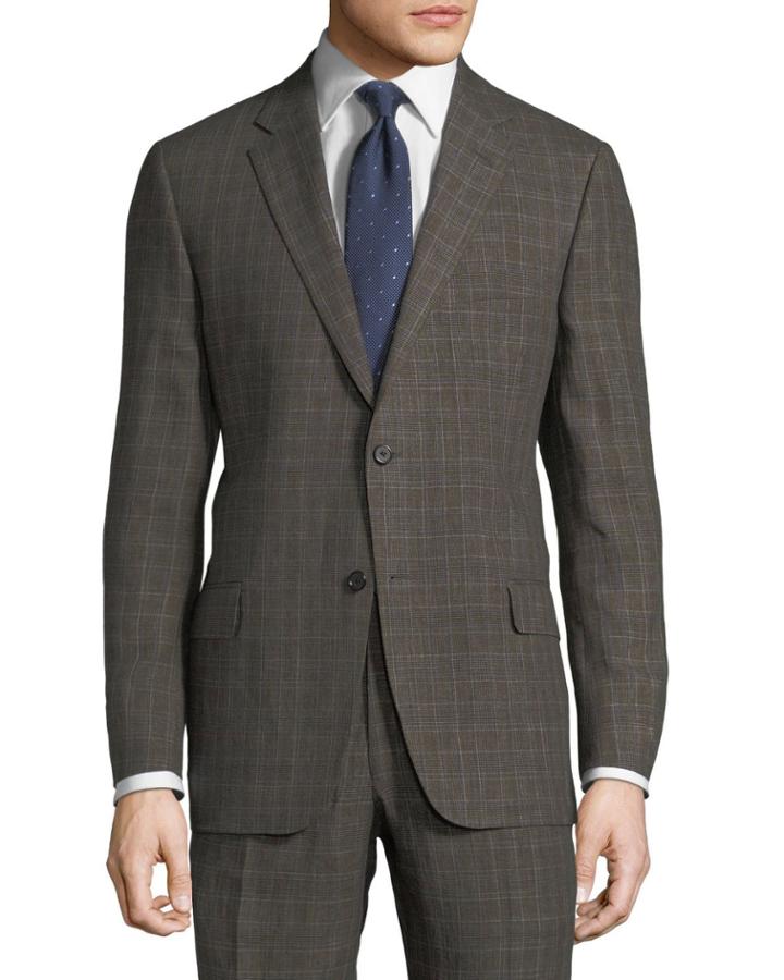 Men's Two-piece Linen Glen Check