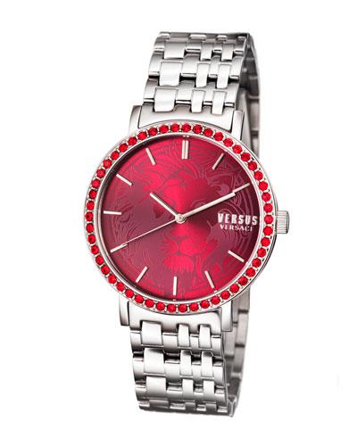 42mm Manhasset Bracelet Watch W/ Swarovski&reg; Bezel, Burgundy