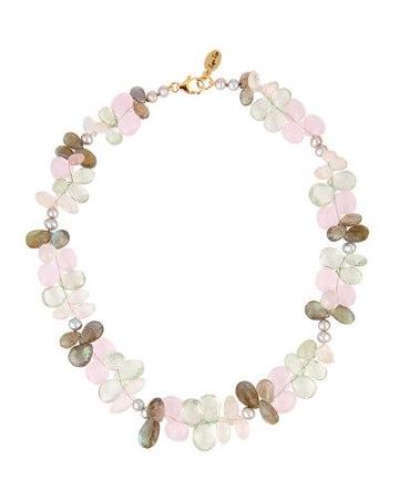 Multihued Faceted Semiprecious Briolette Beaded Necklace