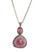 Composite Ruby, Pink Sapphire & Champagne Diamond Pendant Necklace
