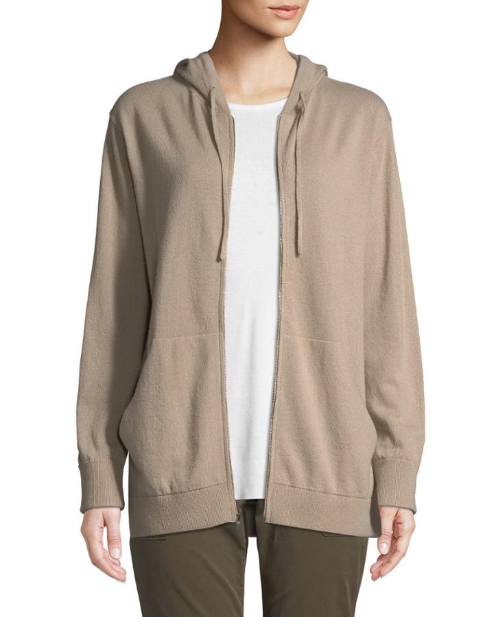 Wool-cashmere Zip-front Hoodie