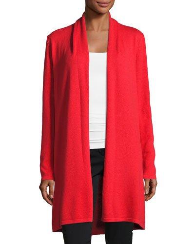 Raquel Long Wool/cashmere Cardigan, Red