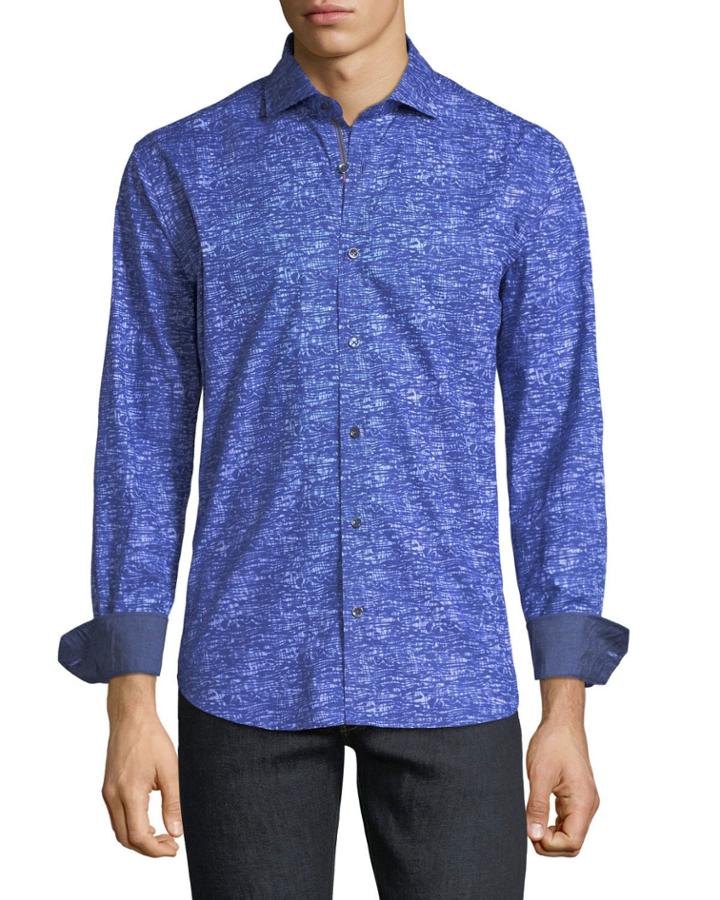 Shaped-fit Woven Abstract-print