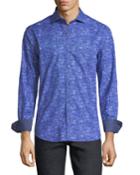 Shaped-fit Woven Abstract-print