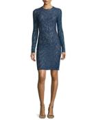 Lace Long-sleeve Sheath Dress,