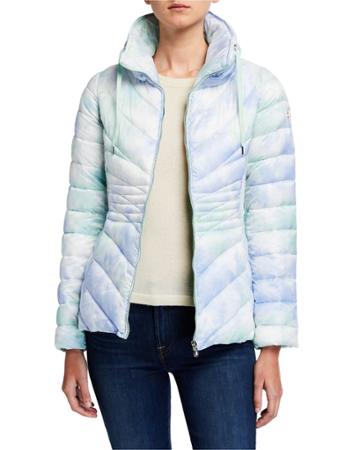 Tie-dye-print Packable Puffer Coat