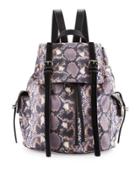 Kyle Snake-print Flap Backpack, Python