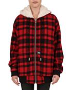 Check Hooded Zip-front Jacket