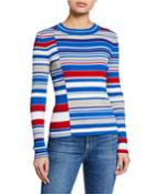Mason Striped Crewneck Long-sleeve Rib Top