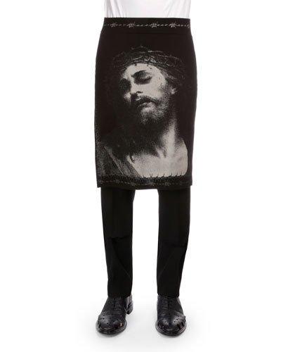 Shroud Of Turin Graphic Skirt, Black/white