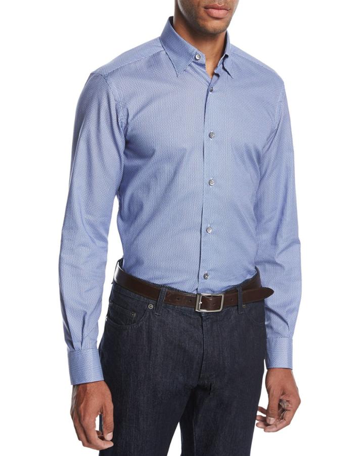 Neat Pyramid Cotton Shirt, Bright Blue/light Blue