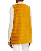 Groovy Rabbit Faux-fur Jewel-neck Duster Vest