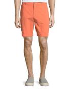 Twill Flat-front Shorts, Tangerine