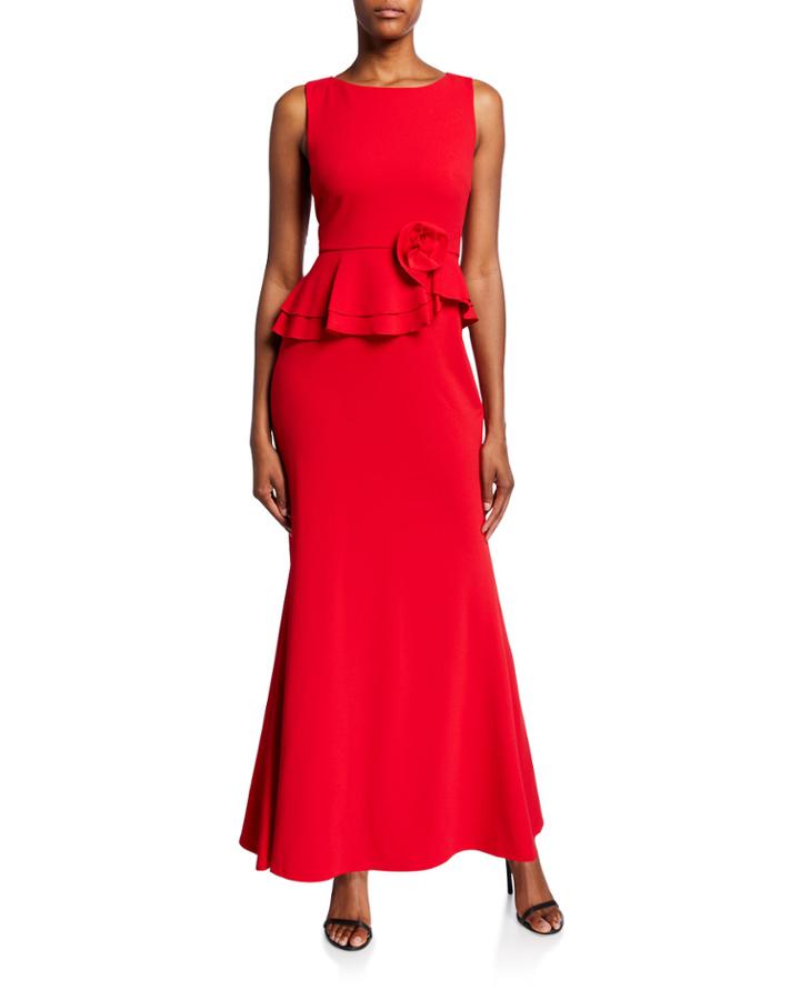 Rosette Peplum Gown
