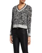 Leopard-print Cashmere Cropped Pullover