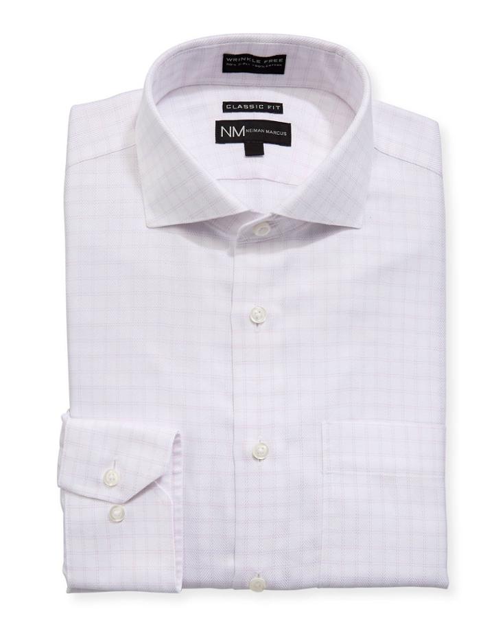 Classic-fit Non-iron Herringbone Check Dress