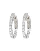 14k White Gold Hoop Earrings With Diamonds