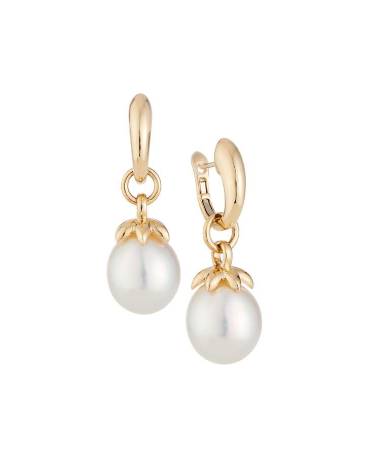 14k South Sea Pearl-drop Earrings, White