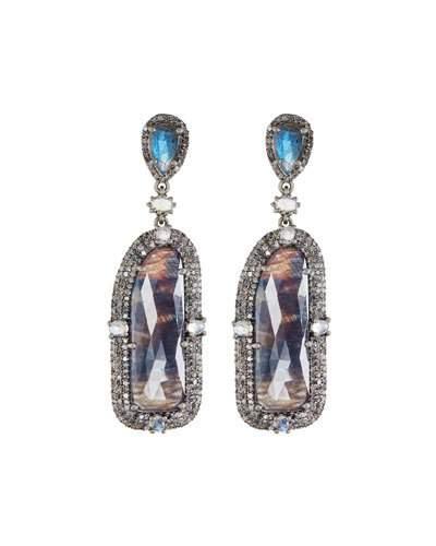 Diamond & Mixed Gem Statement Drop Earrings