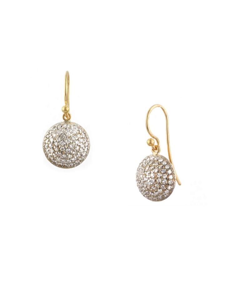Pave Earrings In 24k Gold With Diamonds