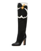 Pansy Bloom Leather Knee Boots