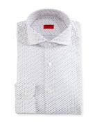 Flower-print Dress Shirt, White/orange/blue