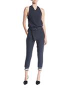 Silk Halter-neck Jogger Jumpsuit