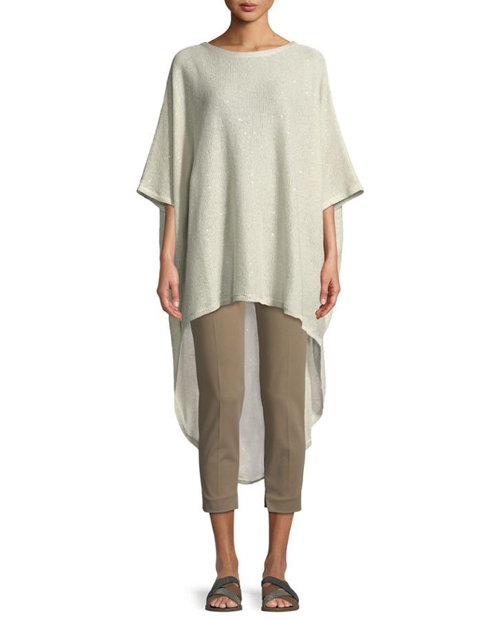 Shimmer-knit Oversized High-low Poncho