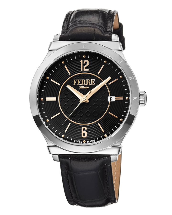 Men's 42mm Stainless Steel Watch With Calfskin