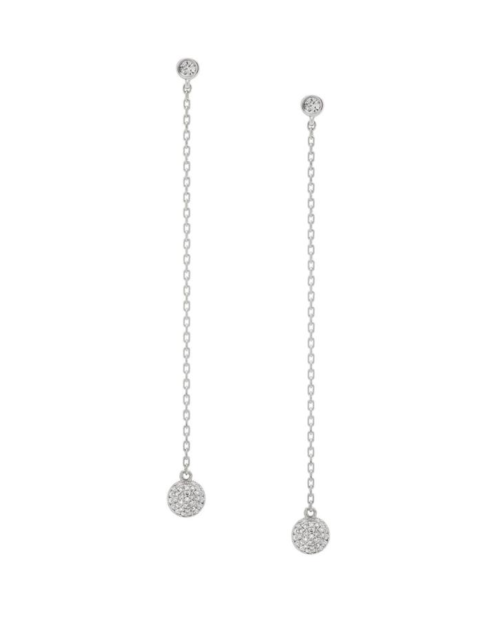 14k White Gold Diamond Chain Dangle Earrings