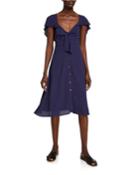 Rachelle Flutter-sleeve Button Down Dress