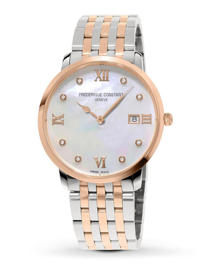 36mm Classic Slimline Diamond Watch W/ Bracelet, Two-tone