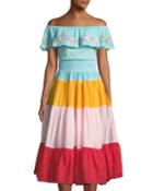 Off-the-shoulder Tiered-ruffle Dress