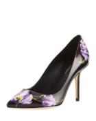 Floral-print Leather High Pumps