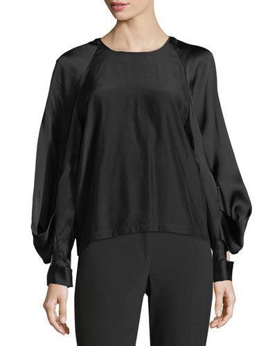 Silk Raglan-sleeve Blouse