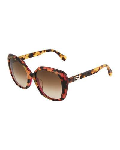 Plastic Square Sunglasses, Pink/brown