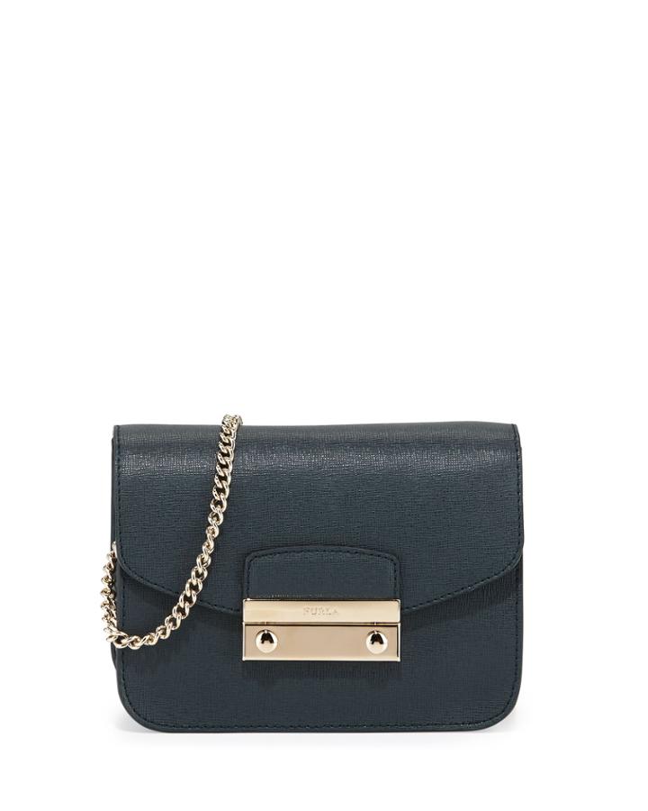 Furla Julia Mini Leather Crossbody Bad, Petrolio, Women's