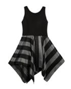 Presley Knit Dress W/ Metallic Stripe Skirt,