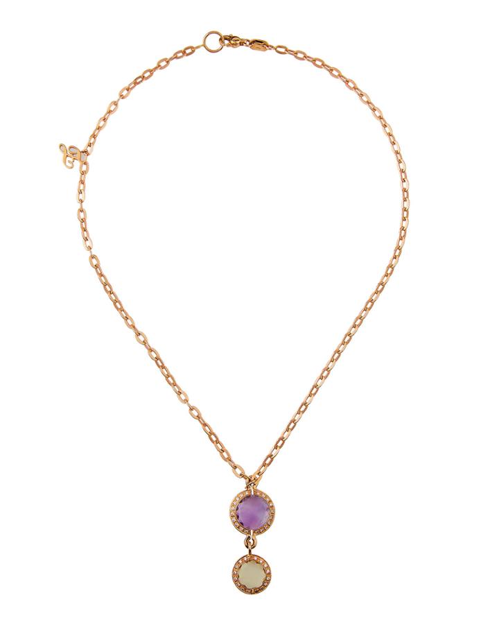 18k Yellow Gold, Diamond & Quartz Necklace